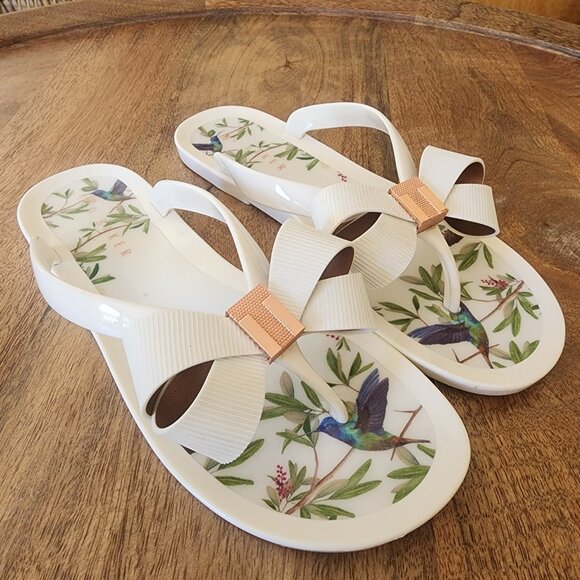 Ted Baker Shoes - Ted Baker Suszie White Jelly Thong Flip Flop Sandals Womens 7.5